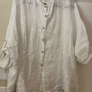 Elegant White Linen Blouse by Milio Milano